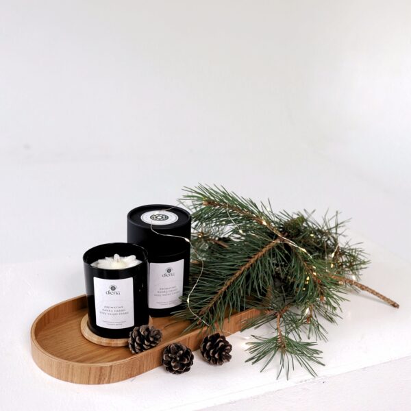 Dekoruota aromatinė sojų vaško žvakė – „Šilti ir jaukūs linkėjimai” - Image 3